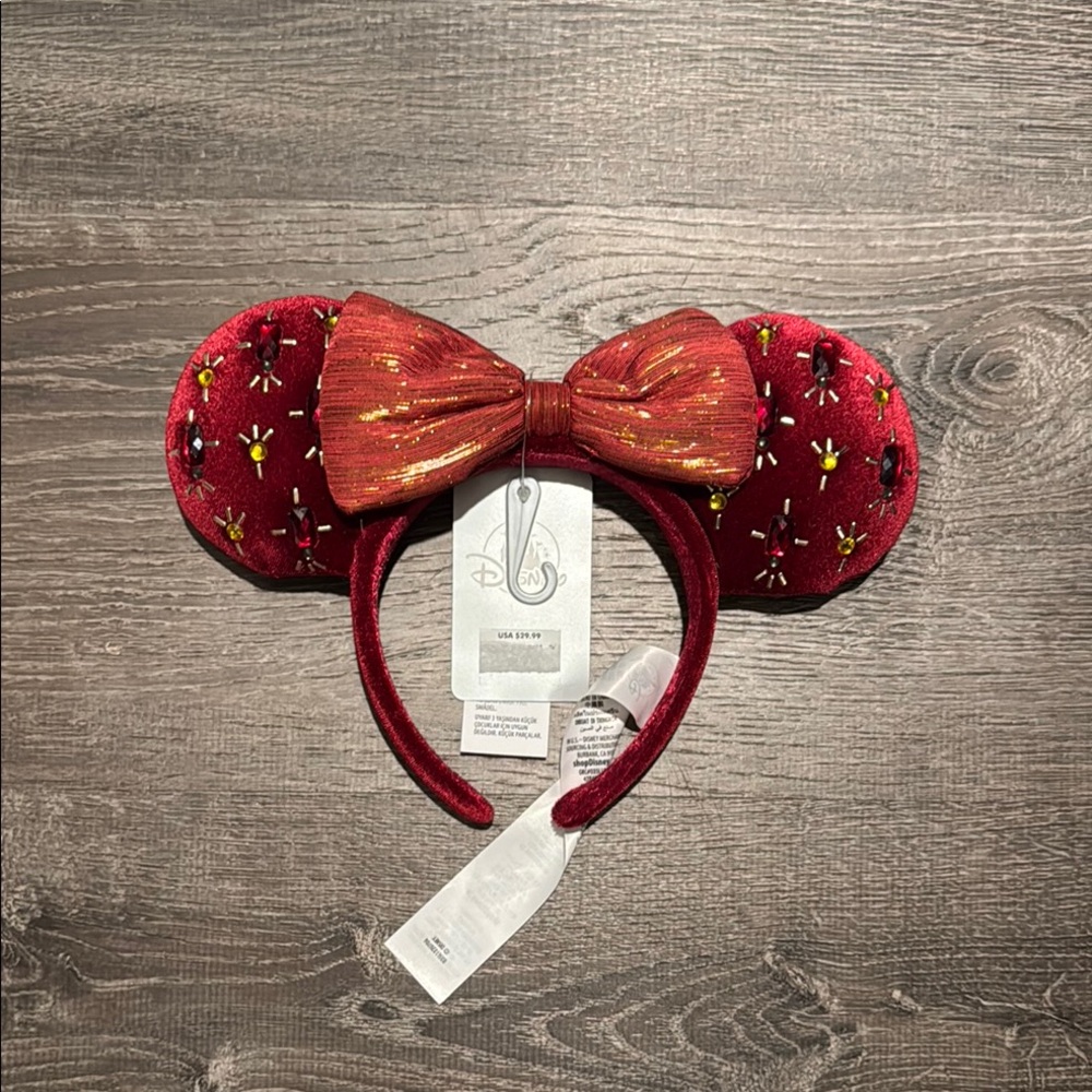 Disney Red Velvet Minnie Mouse Ears Headband
